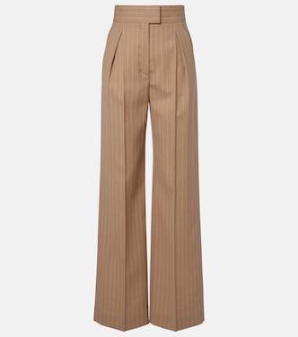 Pinstripe pleated wool wide-leg pants | Valentino