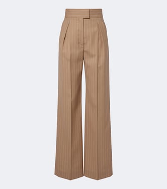Pinstripe pleated wool wide-leg pants | Valentino Garavani