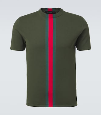 Web Stripe knitted cotton T-shirt | Gucci