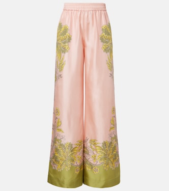 Floral silk twill palazzo pants | La DoubleJ