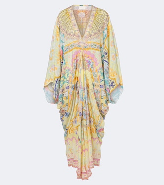 Floral embellished draped silk kaftan | Camilla