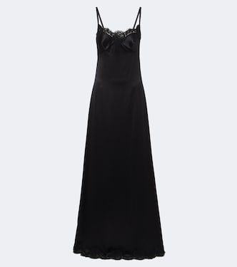 Lace-trimmed silk and cotton-blend gown | Dolce&Gabbana