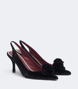 Floral-appliqué velvet slingback pumps | Magda Butrym