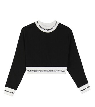 Sweat-shirt raccourci en coton | Balmain Kids