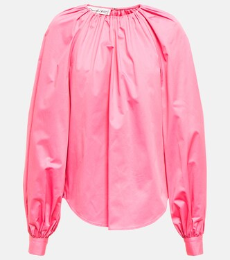 بلوزة من القطن بتفاصيل مجمّعة | Oscar de la Renta