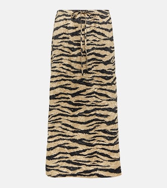Printed satin midi skirt | Ganni