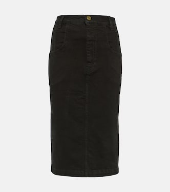 The High Waisted Seamed denim midi skirt | Frame