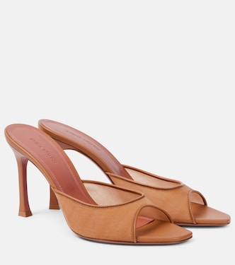 Alexa 95 leather-trimmed mesh mules | Amina Muaddi