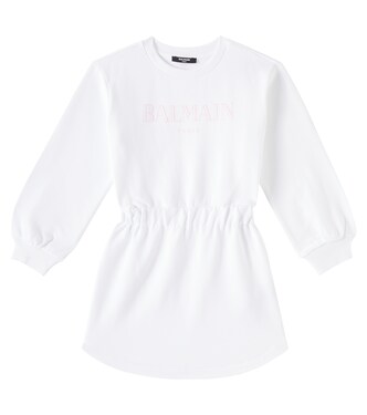 Logo cotton jersey sweatshirt dress | Balmain Kids