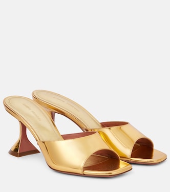 Lupita 70 metallic leather mules | Amina Muaddi