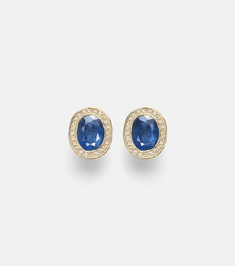 18kt gold stud earrings with diamonds and sapphires | Octavia Elizabeth