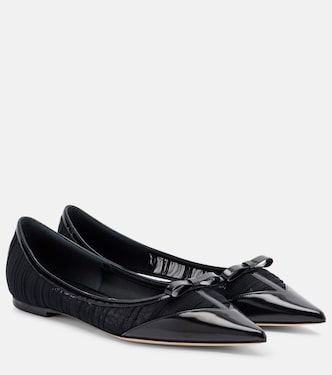 Love leather-trimmed mesh ballet flats | Jimmy Choo