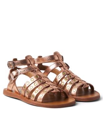 Plagette Stud leather gladiator sandals | Pom d'Api