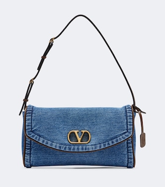 Schultertasche DeVain Small aus Denim | Valentino Garavani
