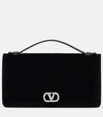 Bolso cruzado de terciopelo con cristales y VLogo | Valentino Garavani