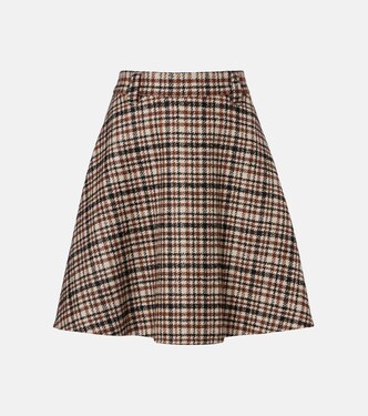 Houndstooth wool and alpaca-blend miniskirt | Brunello Cucinelli