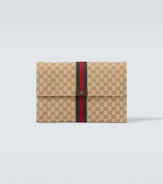 Pouch Medium de lona GG con Web | Gucci
