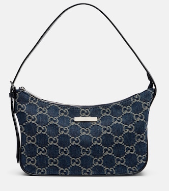 Lady Lunetta GG Small denim shoulder bag | Gucci