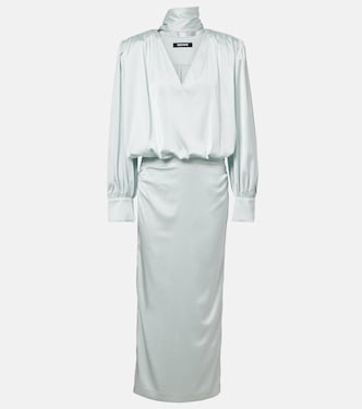 Scarf-detail satin midi dress | Rotate