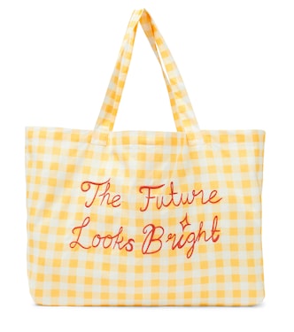 Embroidered gingham cotton bag | Mini Rodini