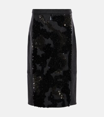 Sequined wool-blend midi skirt | Plan C