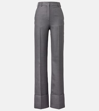 High-rise wool straight pants | Valentino