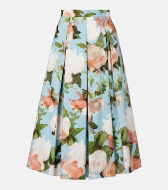 Floral pleated cotton midi skirt | Erdem