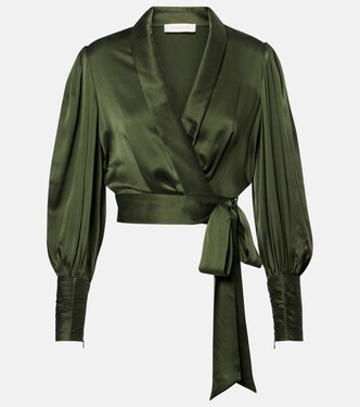 Silk satin wrap top | Zimmermann