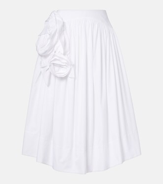 Floral-appliqué cotton poplin midi skirt | Simone Rocha