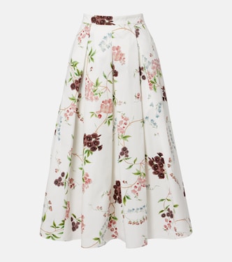 Floral pleated cotton poplin midi skirt | Erdem