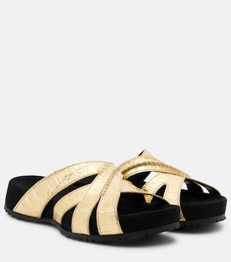 Sandali in pelle metallizzata e suede | Dries Van Noten
