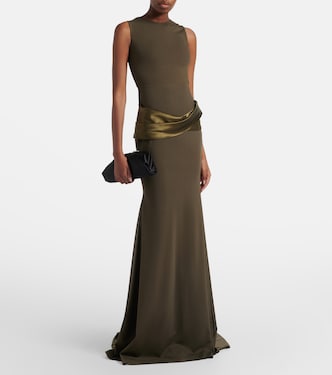 alex perry olive green dress Perry, Satin-trimmed gown, Women, Green, US 4, Dresses, Silk 1920s beaded dress
