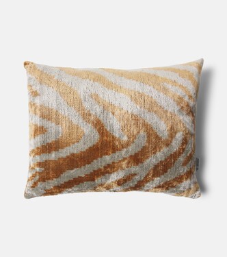 Striped silk and cotton velvet cushion | Les-Ottomans