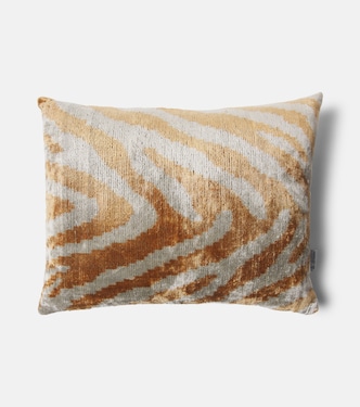 Striped silk and cotton velvet cushion | Les-Ottomans