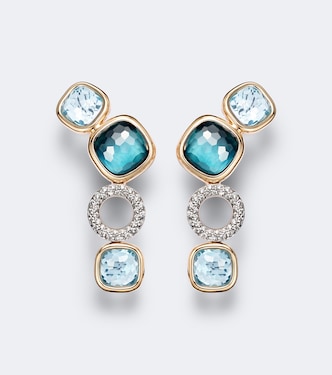 Nudo 18kt white and rose gold drop earrings with topaz and diamonds | Pomellato