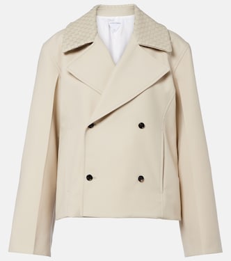 Intrecciato striped wool and cotton peacoat | Bottega Veneta