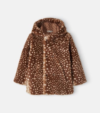 Poppy hooded animal-print teddy coat | Bonton