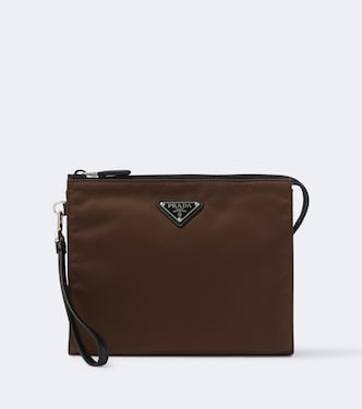 Re-Nylon leather-trimmed pouch | Prada