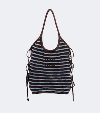 Ivy crochet striped tote bag | Miu Miu