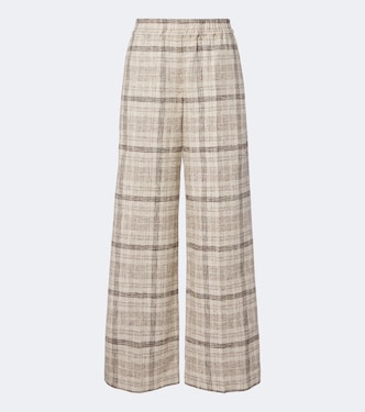Pantalon ample en coton, jute et soie mélangés | Brunello Cucinelli