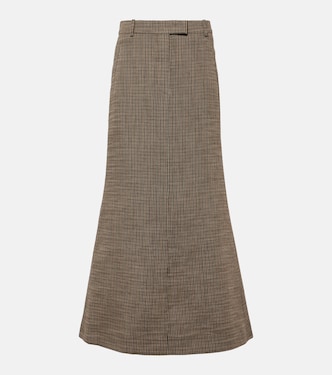 Checked linen-blend maxi skirt | Acne Studios