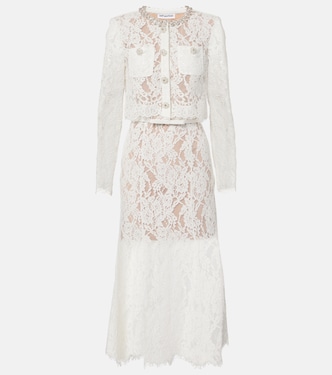 Midikleid aus Spitze mit Kristallen | Self-Portrait