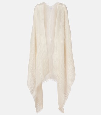 Fringed linen-blend cape | Brunello Cucinelli