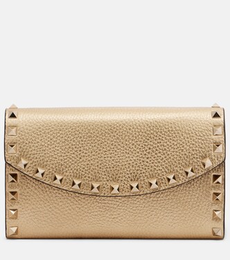 Rockstud metallic leather wallet on chain | Valentino Garavani