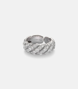 Ring Sculpted Cable aus 18kt Weißgold mit Diamanten | David Yurman