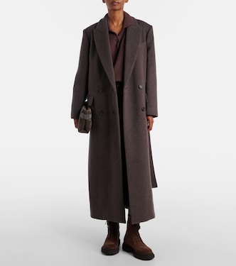 Wool and cashmere wrap coat in brown - Brunello Cucinelli | Mytheresa