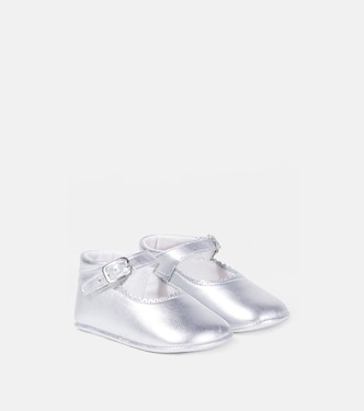 Baby metallic leather Mary Jane flats | La Coqueta