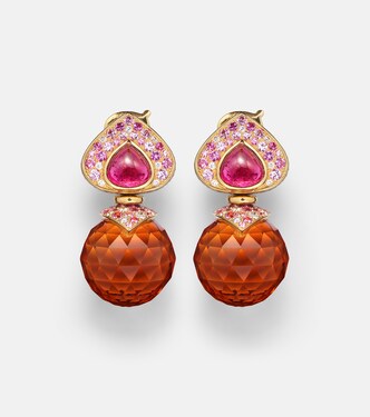 Acilla 18kt gold drop earrings with gemstones | Marina B