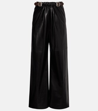 Gathered leather wide-leg pants | Loewe