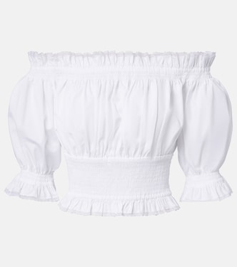 Off-shoulder cotton-blend poplin crop top | Dolce&Gabbana